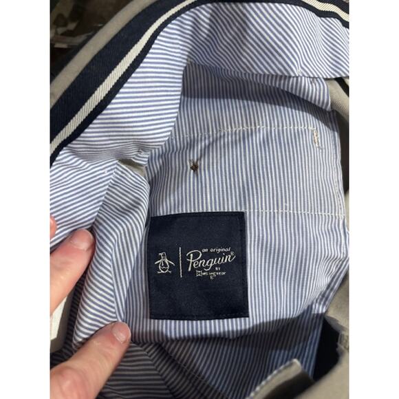 Original Penguin Mens Dress Pants Flat Front Chinos Gray Trim Fit 32X32 New - Picture 6 of 7